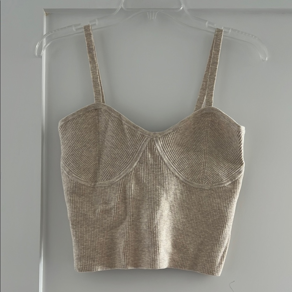 Madewell Beige Ribbed Crop Top